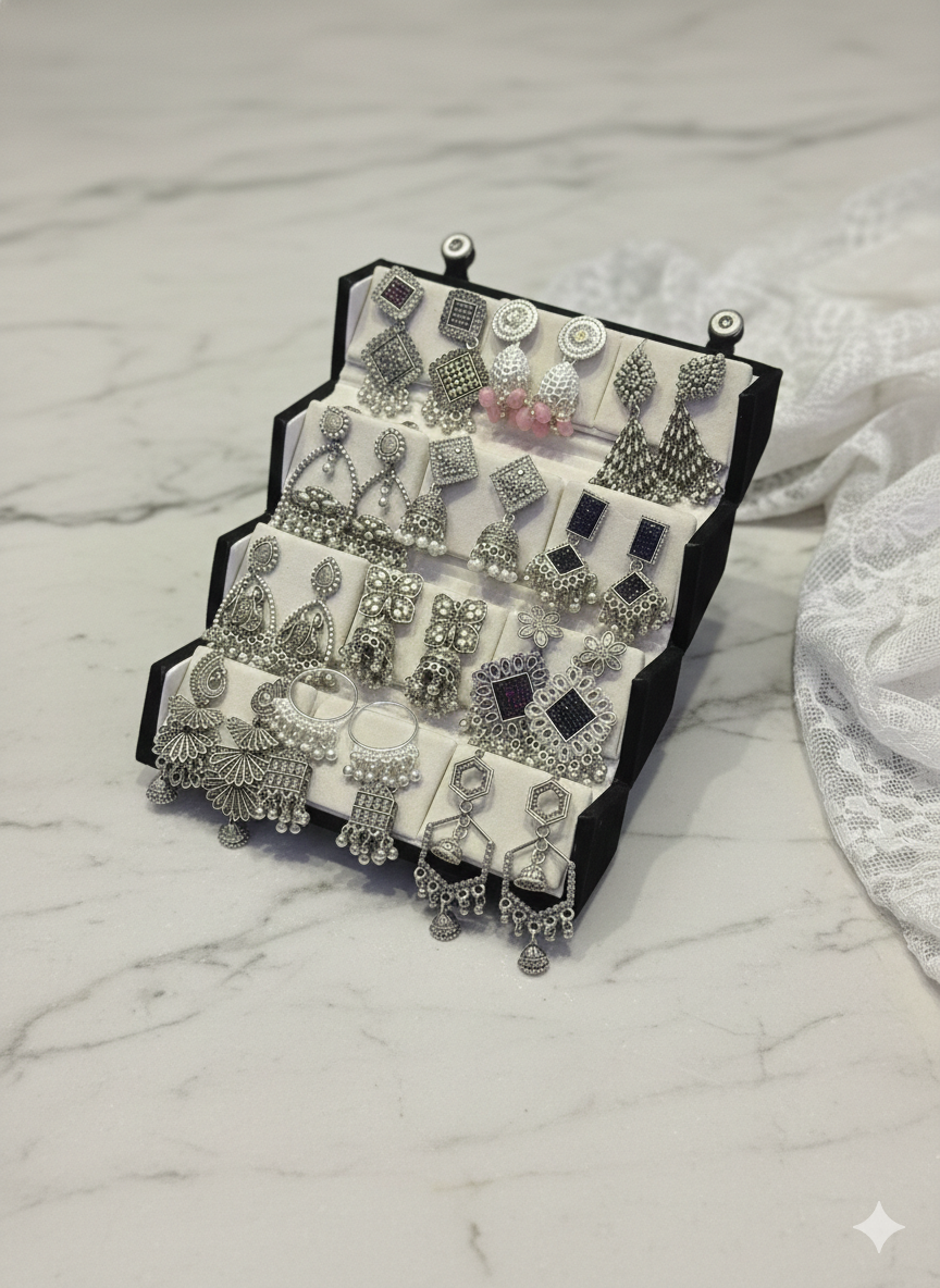 Royal Oxidised Stud Box – 12 Pairs