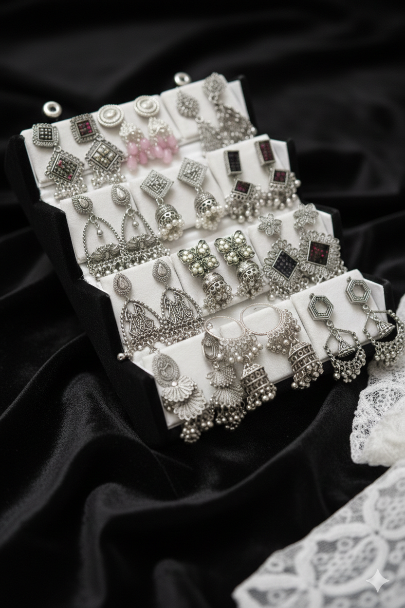 Royal Oxidised Stud Box – 12 Pairs