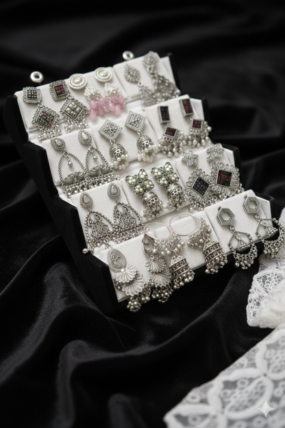 Royal Oxidised Stud Box – 12 Pairs