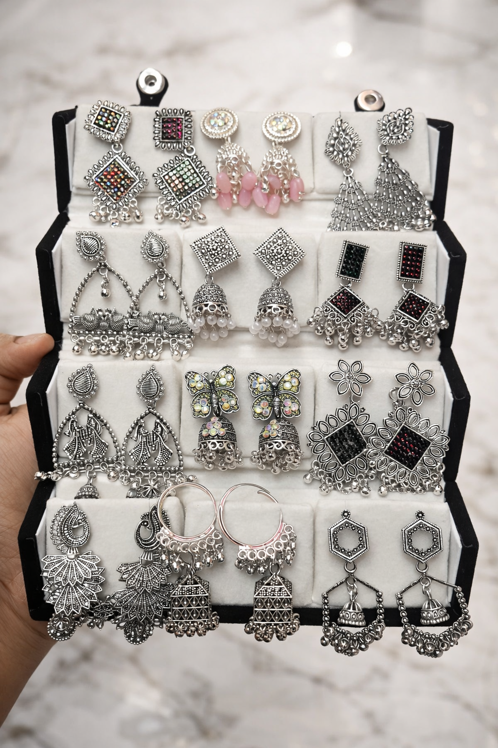 Royal Oxidised Stud Box – 12 Pairs