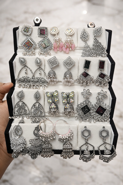 Royal Oxidised Stud Box – 12 Pairs